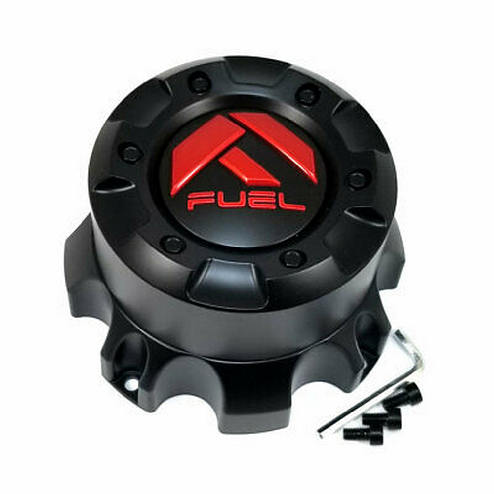 Fuel 1PC - FUEL GL-BLACK RED LOGO 8 LUG CAP - TALL