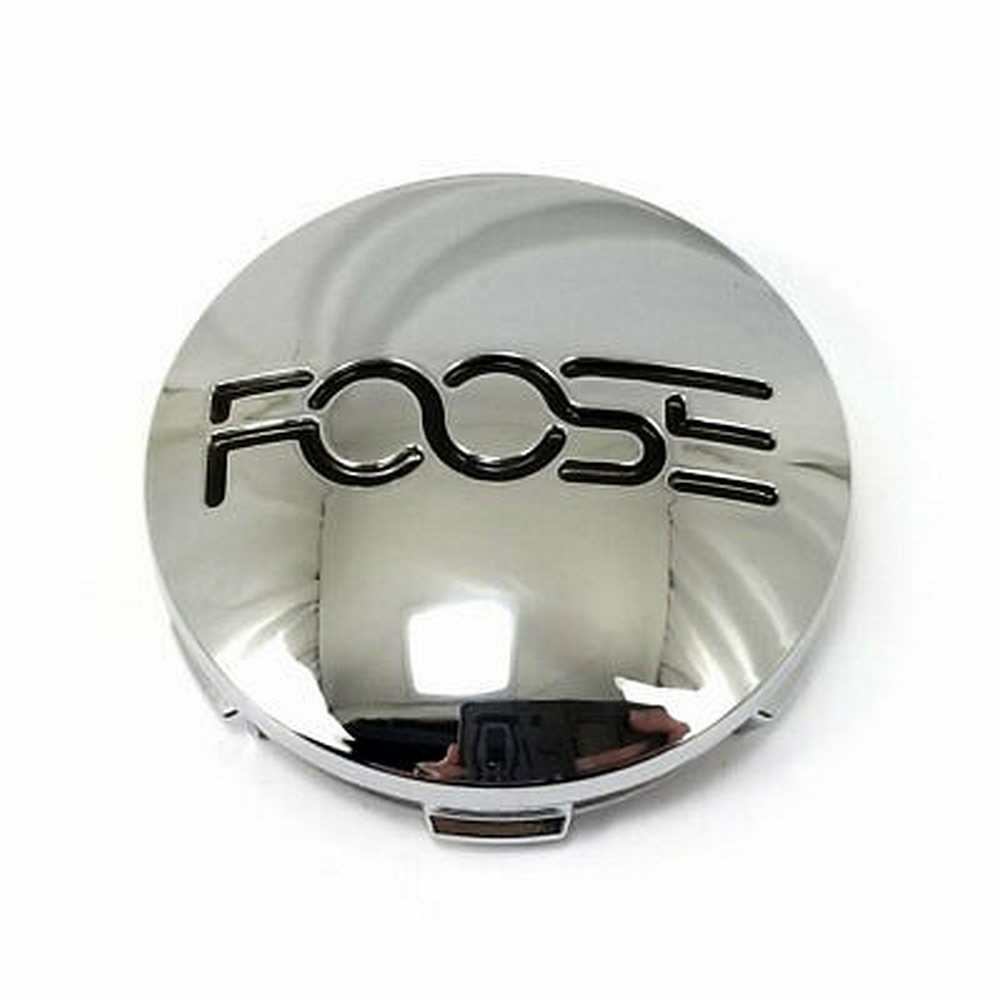Foose 1PC - FOOSE 2.95"FLAT CAP-CHROME W/ BLACK LOGO