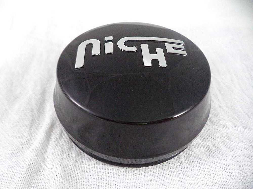 Niche 1PC - NICHE .9"TALL 3"ORINGCAP GL-BLK/SIL LOGO